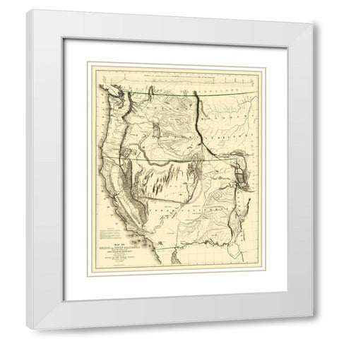Oregon, Upper California - Weber 1848 White Modern Wood Framed Art Print with Double Matting by Weber