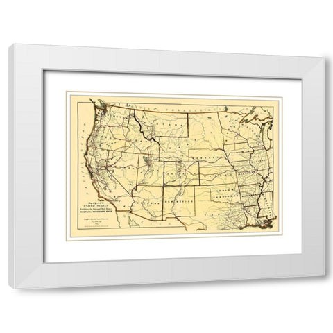 Mail Routes West of the Mississippi River White Modern Wood Framed Art Print with Double Matting by Boyd