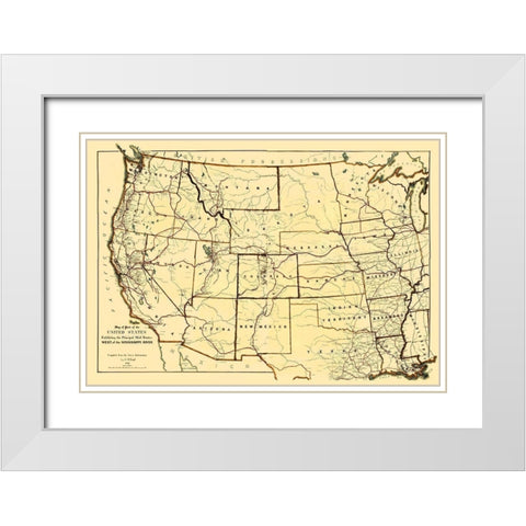 Mail Routes West of the Mississippi River White Modern Wood Framed Art Print with Double Matting by Boyd