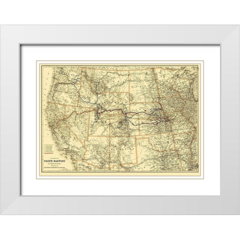 Pacific Railways - Colton 1887 White Modern Wood Framed Art Print with Double Matting by Colton