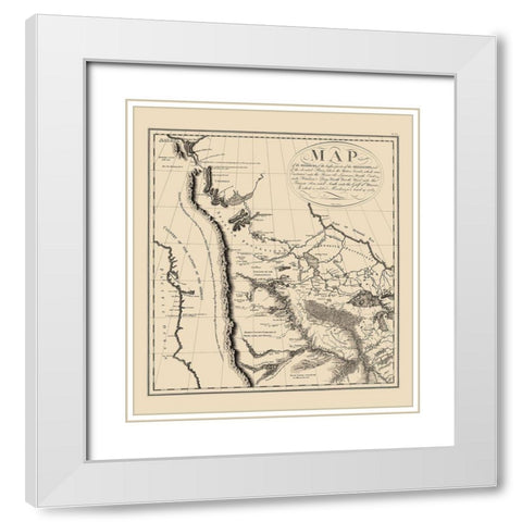 Western North America - Collot 1796 White Modern Wood Framed Art Print with Double Matting by Collot