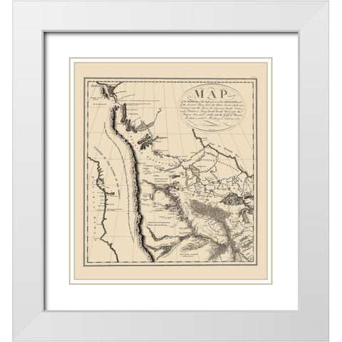 Western North America - Collot 1796 White Modern Wood Framed Art Print with Double Matting by Collot
