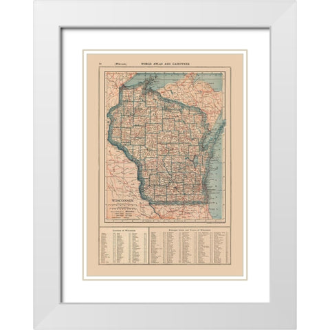 Wisconsin - Poates 1921 White Modern Wood Framed Art Print with Double Matting by Poates