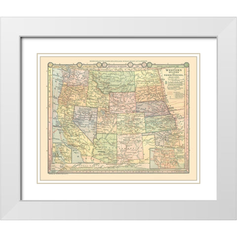 Western States - Monteith 1882 White Modern Wood Framed Art Print with Double Matting by Monteith