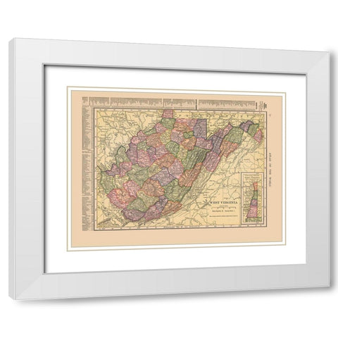 West Virginia - Hammond 1910 White Modern Wood Framed Art Print with Double Matting by Hammond