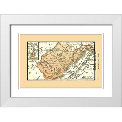 West Virginia - Alden 1886 White Modern Wood Framed Art Print with Double Matting by Alden