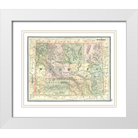 Wyoming - Johnson 1888 White Modern Wood Framed Art Print with Double Matting by Johnson