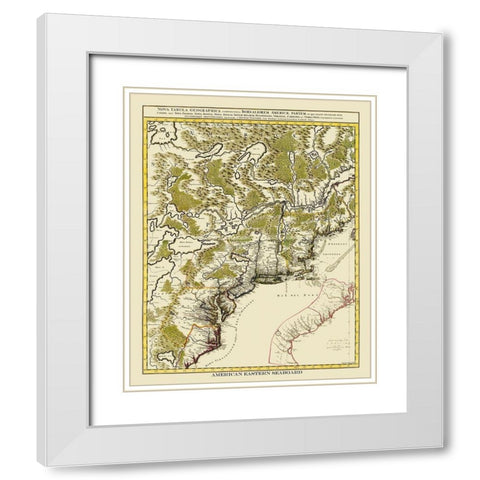 American Eastern Seaboard - 1730 White Modern Wood Framed Art Print with Double Matting by Unknown