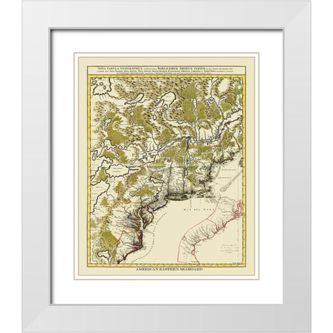 American Eastern Seaboard - 1730 White Modern Wood Framed Art Print with Double Matting by Unknown