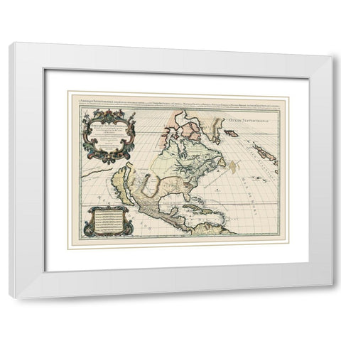 Amerique Septentrionale - 1674 White Modern Wood Framed Art Print with Double Matting by Unknown