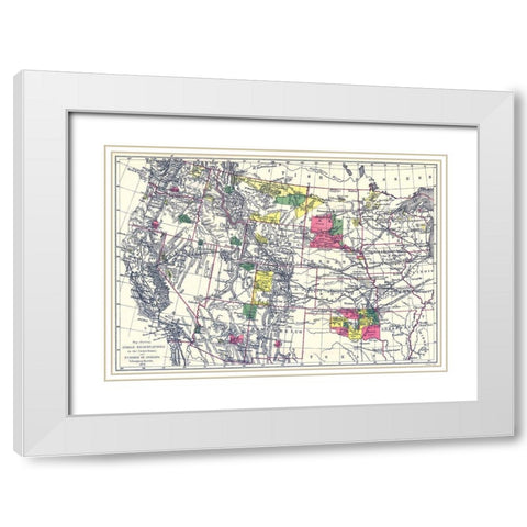 Indian Reservations In the United States - 1898 White Modern Wood Framed Art Print with Double Matting by Bien