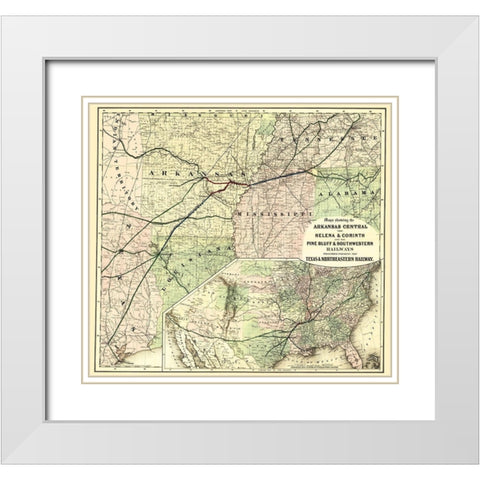 Texas and Northeastern Railway - Colton 1872 White Modern Wood Framed Art Print with Double Matting by Colton