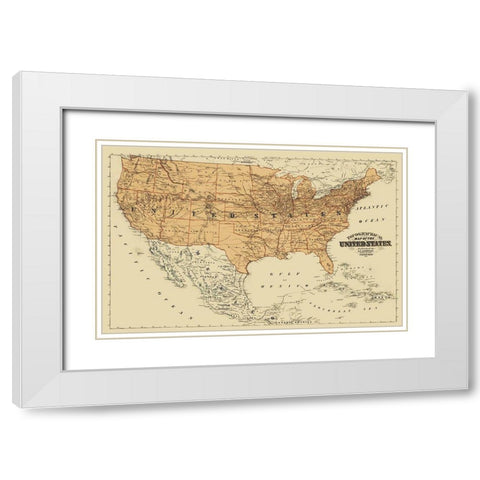 United States Mexico Canada - Andreas 1873 White Modern Wood Framed Art Print with Double Matting by Andreas
