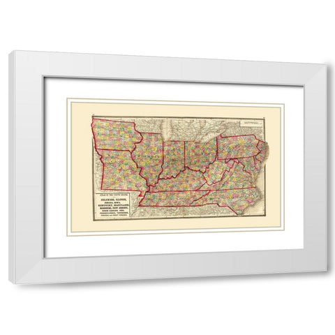 US - Iowa and Missouri - Pennsylvania and Carolina White Modern Wood Framed Art Print with Double Matting by Baltimore