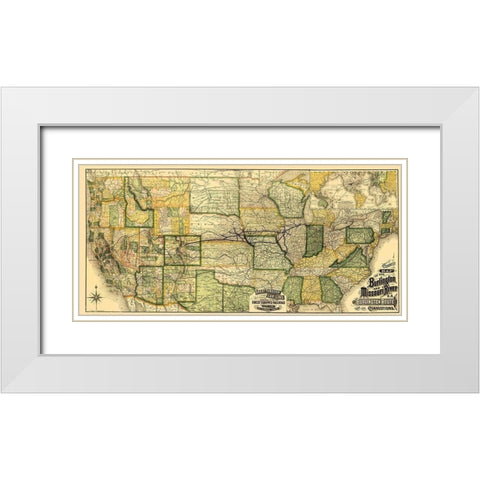 Burlington and Missouri River Railroad 1882 White Modern Wood Framed Art Print with Double Matting by Rand McNally