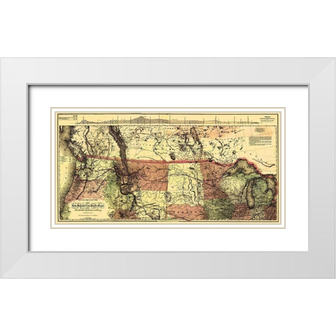 Northern Pacific, Lake Superior to Pacific 1868 White Modern Wood Framed Art Print with Double Matting by Colton
