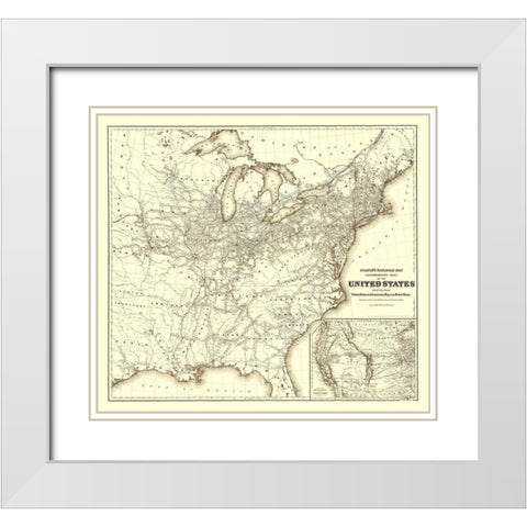 United States Railroads - Colton 1870 White Modern Wood Framed Art Print with Double Matting by Colton