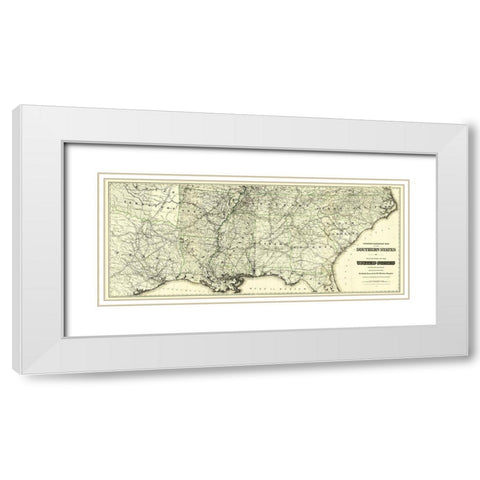 United States Southern Railroads - Colton 1883 White Modern Wood Framed Art Print with Double Matting by Colton