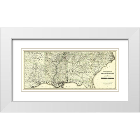 United States Southern Railroads - Colton 1883 White Modern Wood Framed Art Print with Double Matting by Colton
