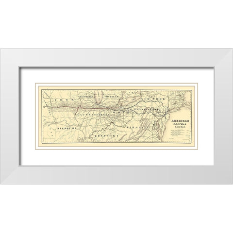American Central Railway - Bien 1886 White Modern Wood Framed Art Print with Double Matting by Bien
