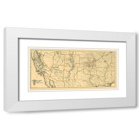 Atchison, Topeka Santa Fe Railway System 1899 White Modern Wood Framed Art Print with Double Matting by American Bank Note