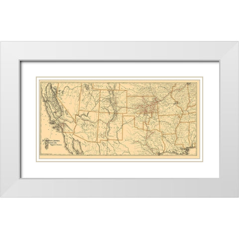Atchison, Topeka Santa Fe Railway System 1899 White Modern Wood Framed Art Print with Double Matting by American Bank Note