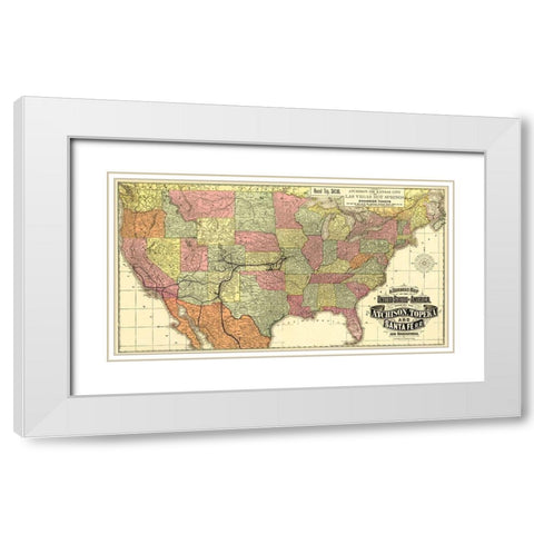 Atchison, Topeka and Santa Fe Railroad 1888 White Modern Wood Framed Art Print with Double Matting by Rand McNally