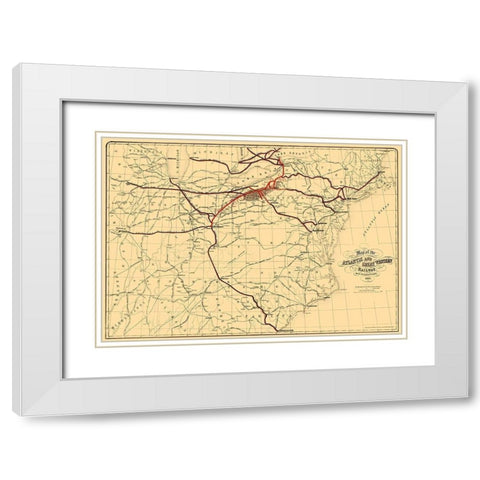 Atlantic and Great Western Railway - Bihan 1866 White Modern Wood Framed Art Print with Double Matting by Bihan