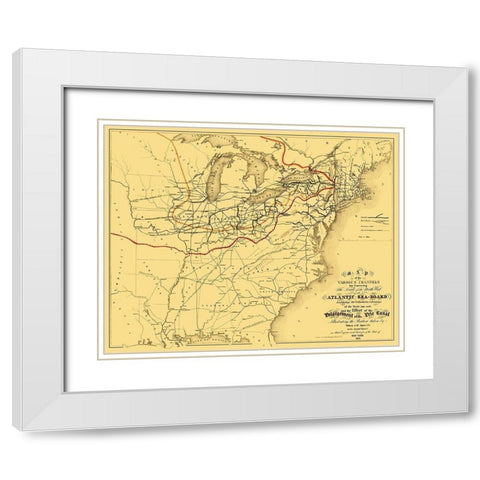 Atlantic Seaboard Trade Routes - Alpine 1853 White Modern Wood Framed Art Print with Double Matting by Alpine