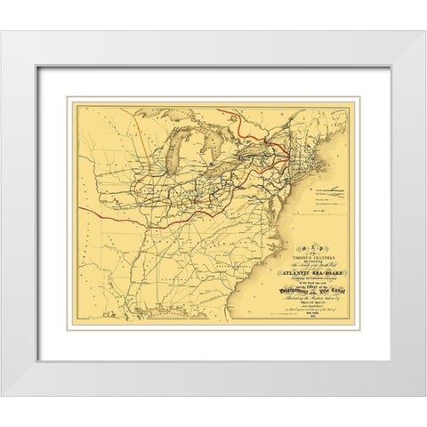 Atlantic Seaboard Trade Routes - Alpine 1853 White Modern Wood Framed Art Print with Double Matting by Alpine