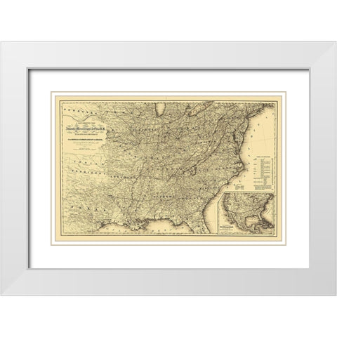 Atlantic, Mississippi and Ohio Railroad 1867 White Modern Wood Framed Art Print with Double Matting by Colton