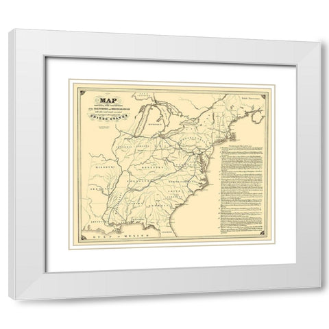 Baltimore and Ohio Railroad with Connections 1840 White Modern Wood Framed Art Print with Double Matting by Weber