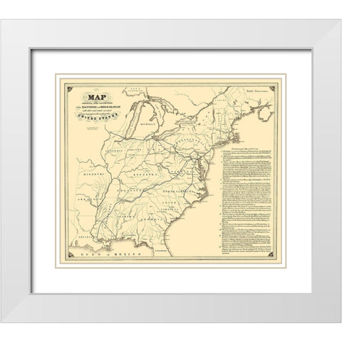 Baltimore and Ohio Railroad with Connections 1840 White Modern Wood Framed Art Print with Double Matting by Weber