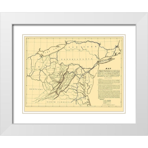 Baltimore and Ohio Railroad - Colton 1840 White Modern Wood Framed Art Print with Double Matting by Colton