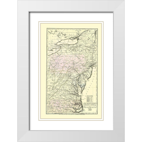 Eastern United States - Huntington 1830 White Modern Wood Framed Art Print with Double Matting by Huntington