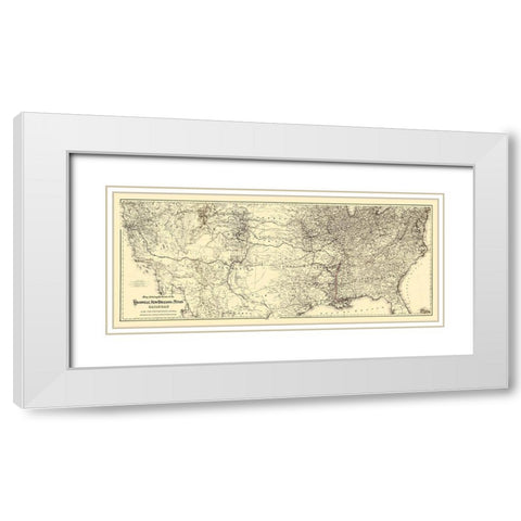 Louisville, New Orleans and Texas Railroad 1883 White Modern Wood Framed Art Print with Double Matting by Colton