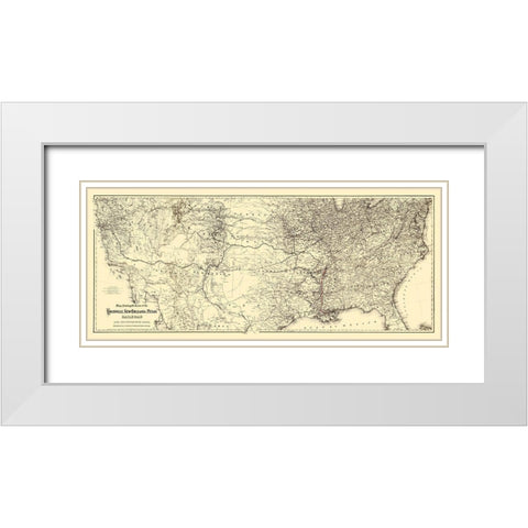 Louisville, New Orleans and Texas Railroad 1883 White Modern Wood Framed Art Print with Double Matting by Colton