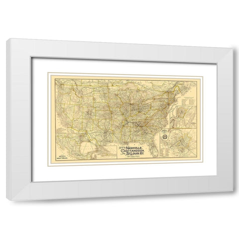 Nashville, Chattanooga and St Louis Railway 1889 White Modern Wood Framed Art Print with Double Matting by Danley