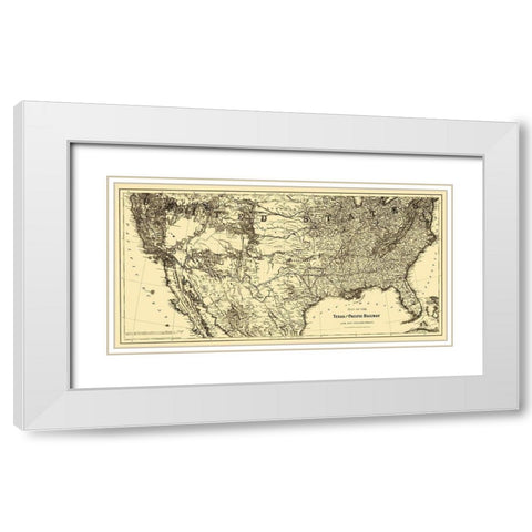 Texas and Pacific Railway - Colton 1876 White Modern Wood Framed Art Print with Double Matting by Colton
