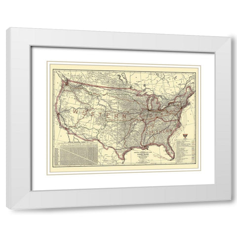 United States Transportation Lines 1921 White Modern Wood Framed Art Print with Double Matting by Rand McNally