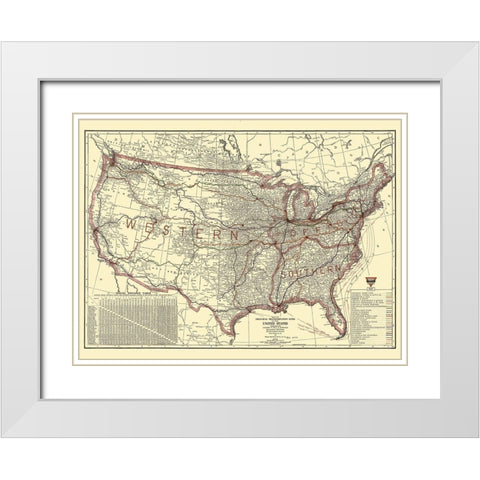 United States Transportation Lines 1921 White Modern Wood Framed Art Print with Double Matting by Rand McNally