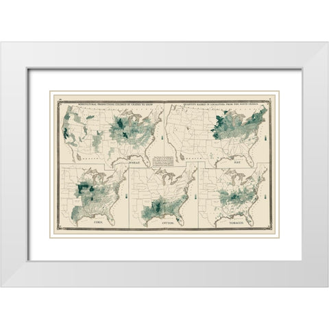 US Agriculture Production - Baskin 1876 White Modern Wood Framed Art Print with Double Matting by Baskin