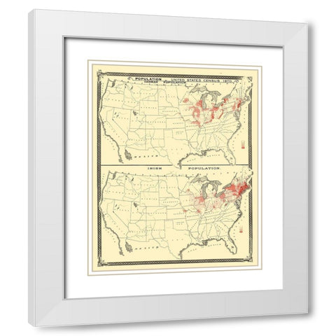 US Immigrant Distribution - Baskin 1876 White Modern Wood Framed Art Print with Double Matting by Baskin