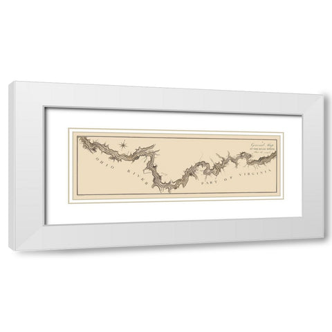 Ohio River - Collot 1796 White Modern Wood Framed Art Print with Double Matting by Collot