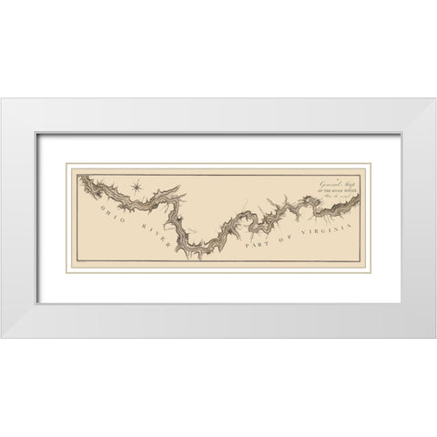 Ohio River - Collot 1796 White Modern Wood Framed Art Print with Double Matting by Collot