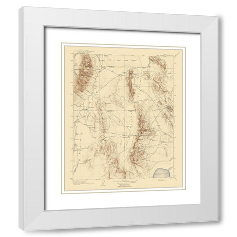 Fish Springs Utah Quad - USGS 1910 White Modern Wood Framed Art Print with Double Matting by USGS
