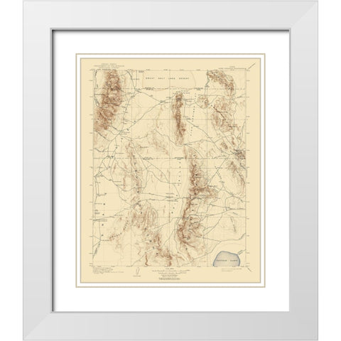 Fish Springs Utah Quad - USGS 1910 White Modern Wood Framed Art Print with Double Matting by USGS
