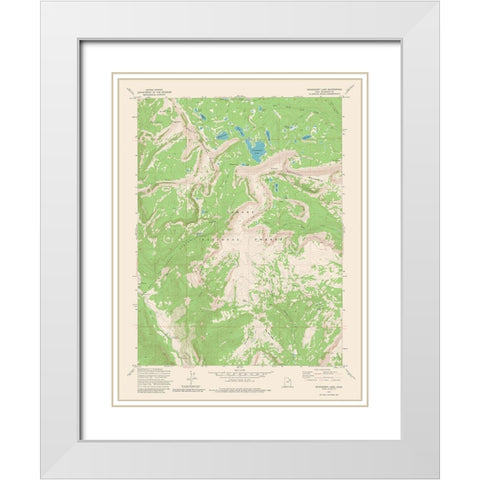 Grandaddy Lake Utah Quad - USGS 1972 White Modern Wood Framed Art Print with Double Matting by USGS