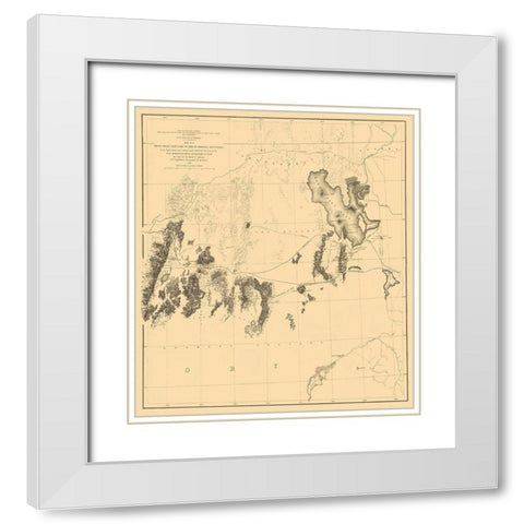 Great Salt Lake Humboldt Range Utah Nevada White Modern Wood Framed Art Print with Double Matting by US War Dept
