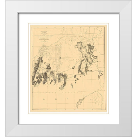 Great Salt Lake Humboldt Range Utah Nevada White Modern Wood Framed Art Print with Double Matting by US War Dept